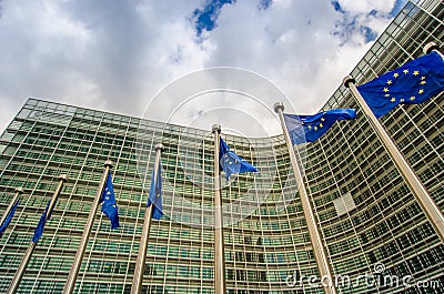 EU flags Stock Photo