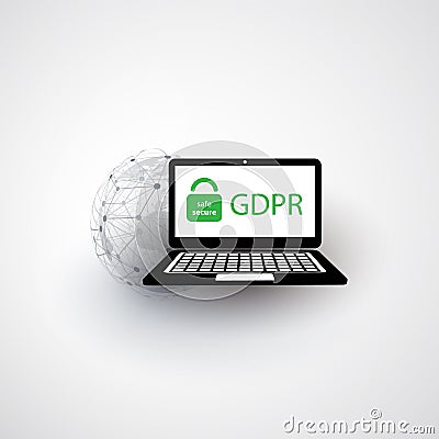 EU General Data Protection Regulation GDPR Design Concept - Rules to Comply for Secure Personal Data Storage and Handling Vector Illustration