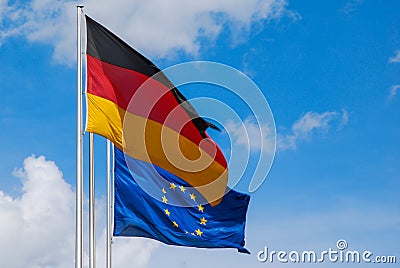 EU & German Flags Stock Photo