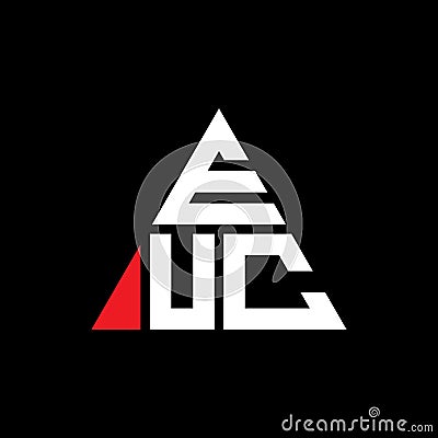 EUC triangle letter logo design with triangle shape. EUC triangle logo design monogram. EUC triangle vector logo template with red Vector Illustration