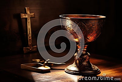 Eucharist Feast of Corpus Christi. Jesus Christ in the monstrance present in the Sacrament of the Eucharist. holy grail Stock Photo