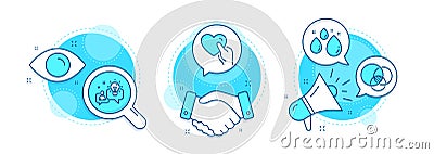 Euler diagram, Idea and Water drop icons set. Hold heart sign. Relationships chart, Solution, Aqua. Friendship. Vector Vector Illustration