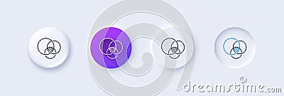 Euler diagram line icon. Eulerian circles sign. Line icons. Vector Vector Illustration