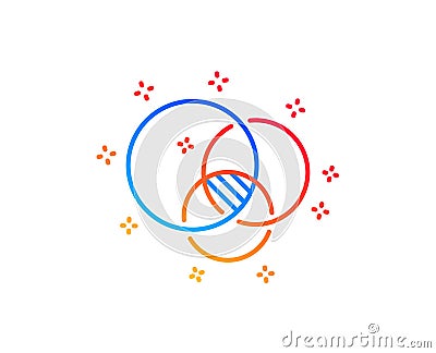 Euler diagram line icon. Eulerian circles sign. Vector Vector Illustration
