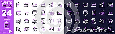 Euler diagram, Stress grows and Checklist line icons for website, printing. For design. Vector Vector Illustration