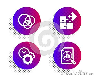 Euler diagram, Time management and Puzzle icons set. Analytics graph sign. Vector Vector Illustration
