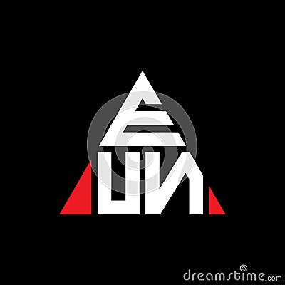 EUN triangle letter logo design with triangle shape. EUN triangle logo design monogram. EUN triangle vector logo template with red Vector Illustration