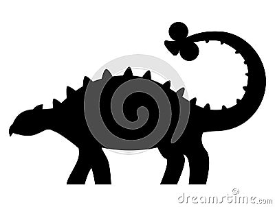 Euoplocephalus dinosaur silhouette isolated on white background Vector Illustration