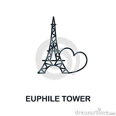 Euphile Tower icon from valentines day collection. Simple line element Euphile Tower symbol for templates, web design Vector Illustration
