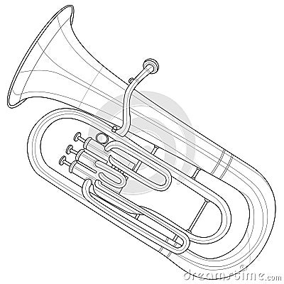 Euphonium. Musical instrument.Coloring book antistress for children and adults. Stock Photo