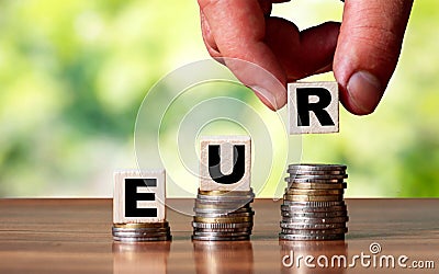 EUR euro currency growth word symbol - business concept Stock Photo