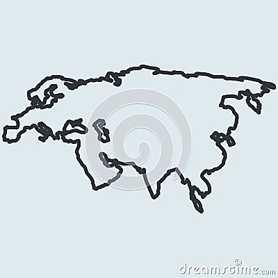 Eurasia map logo line icon. Europe and asia. vector simple symbol in flat style Vector Illustration