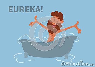 Eureka archimedes greek bathroom water physics cartoon Cartoon Illustration