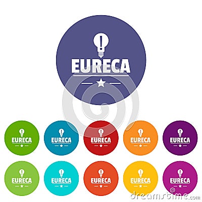 Eureka bulb icons set vector color Vector Illustration