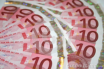 Euro 10 Bills Stock Photo