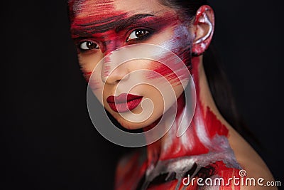 Portrait of beautiful girl professional make-up artist Stock Photo