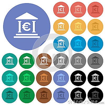 Euro bank office round flat multi colored icons Stock Photo