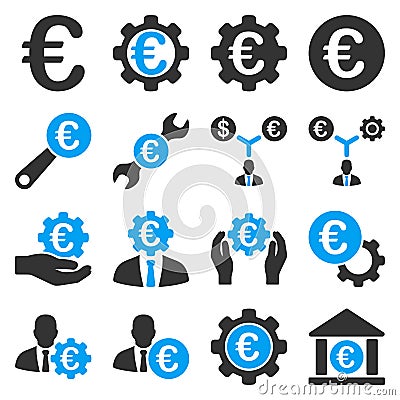 Euro banking business and service tools icons Vector Illustration