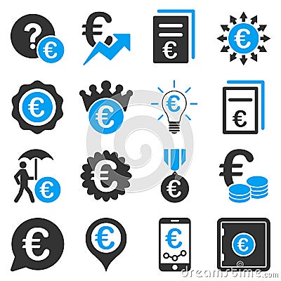 Euro banking business and service tools icons Vector Illustration