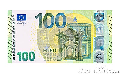 100 euro banknote on a white background. Stock Photo