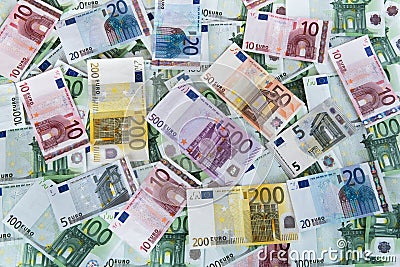 Euro banknotes background. Stock Photo
