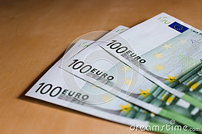 100 Euro banknotes isolated on white background. Stock Photo