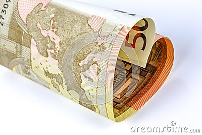 50 euro bill in the form of a heart Stock Photo