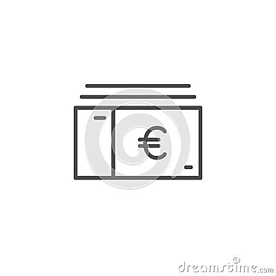 Euro bill vector icon. Eur money cash line outline sign, linear thin symbol, flat flat design for web, website, mobile app Vector Illustration