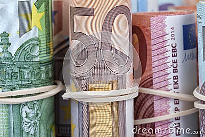 The euro bills most used by Europeans Stock Photo