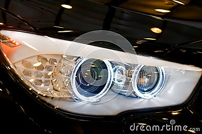 Euro Car Headlight Stock Photo