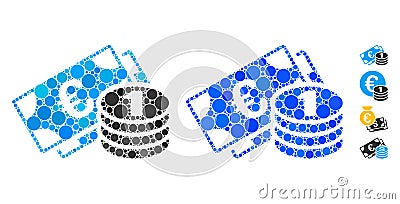 Euro Cash Mosaic Icon of Circle Dots Cartoon Illustration