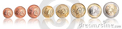 Euro and cent coin currency set Stock Photo