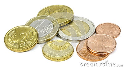 Euro-Cent MÃ¼nzen on a white Stock Photo