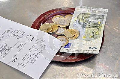 Euro checks and cash Stock Photo