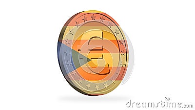 Euro coin with Catalonia Independence flag Stock Photo