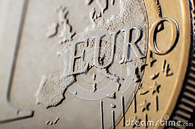 Euro coin macro Stock Photo