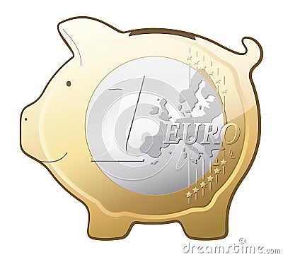 Euro coin piggy bank vector icon Vector Illustration