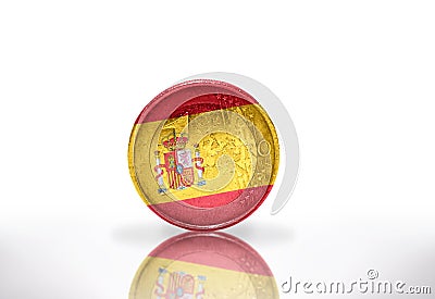 euro coin with spanish flag on the white Stock Photo