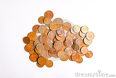 Euro coins of different denomination released by Latvia Stock Photo