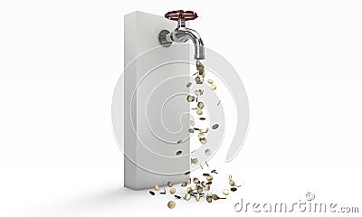 Euro coins falling out of a tap Stock Photo