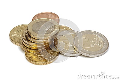 Euro coins (isolated) Stock Photo