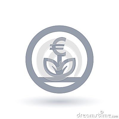 Euro currency growth concept icon Vector Illustration