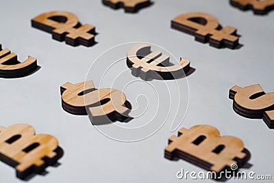 The euro currency is among other currencies of the world Stock Photo