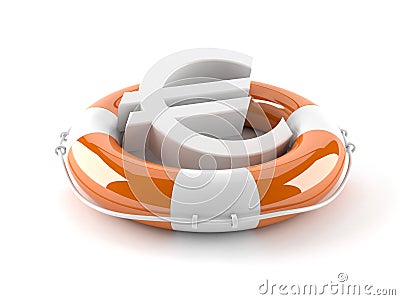 Euro currency symbol with life buoy Stock Photo