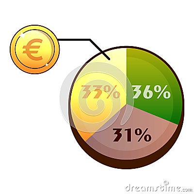 Euro diagram icon, flat style Vector Illustration