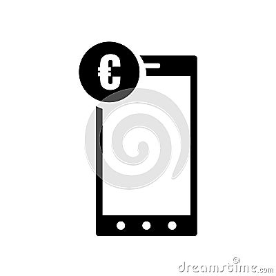 Euro digital commerce sign on tablet screen icon vector sign and symbol isolated on white background, Euro digital commerce sign Stock Photo