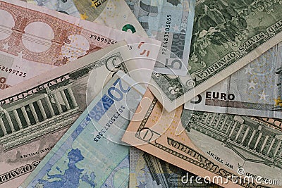 Euro EUR and US dollars USD currency Stock Photo