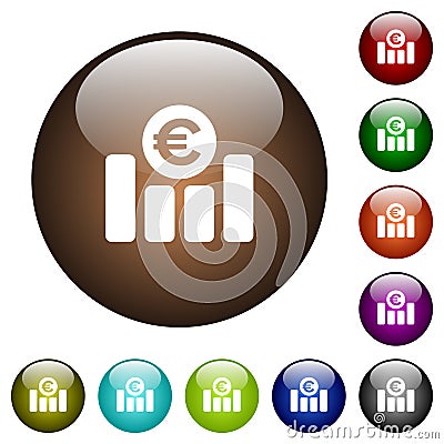 Euro financial graph color glass buttons Stock Photo