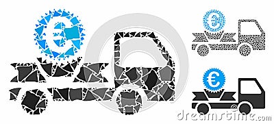Euro gift delivery Mosaic Icon of Raggy Pieces Vector Illustration