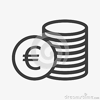 Euro icon. Pile of coins. European currency symbol Vector Illustration